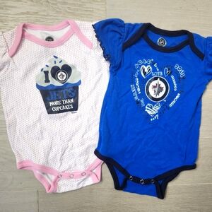 NHL Winnipeg JETS Baby Bodysuit Set - Pink and Blue 18 months